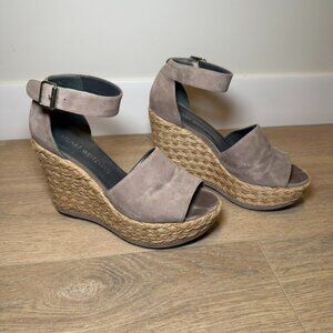 Stuart Weitzman Soho Gal Jute, Topo Taupe Suede, Women's Size 7